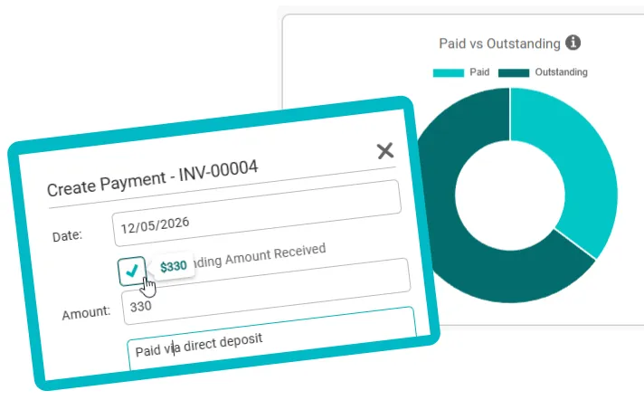 Track invoice payments with Paid vs Outstanding chart